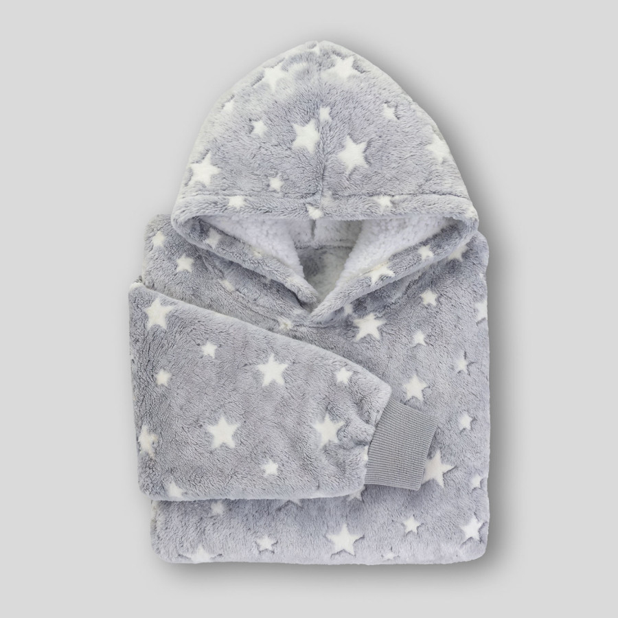 Otroška hoodie odeja Svilanit, zvezdice + Darilo: Nogavice