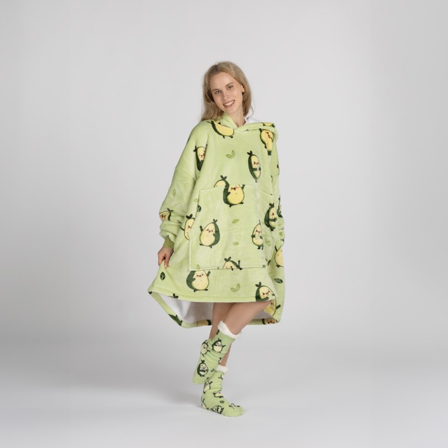 Hoodie odeja Svilanit Avocado Mint + darilo: nogavice