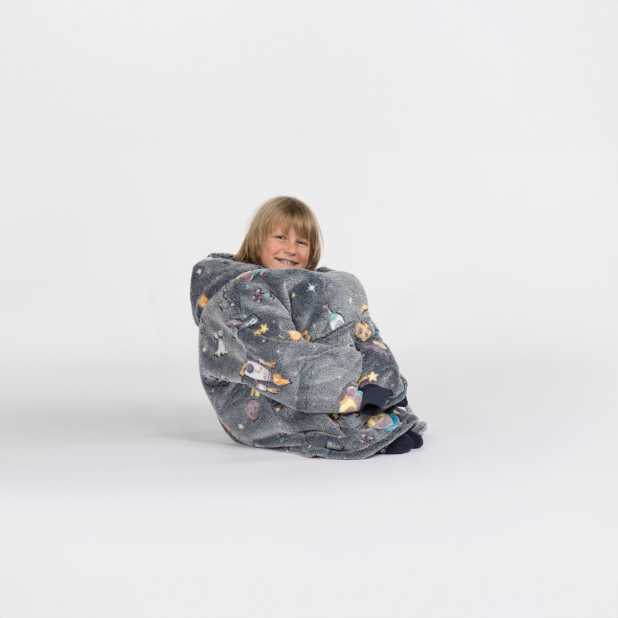 Otroška hoodie odeja Svilanit Space neon + darilo: nogavice