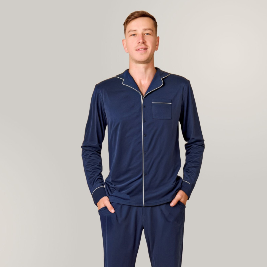 Svilanit dolga moška pižama Greyson – Imperial Blue 