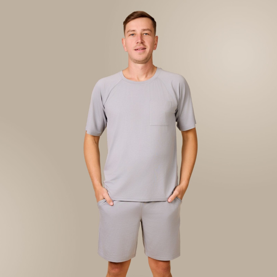 Svilanit kratka moška pižama Lennox O – Flint Grey