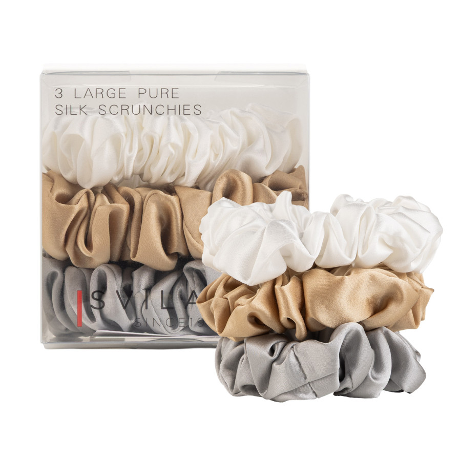 Svilanit komplet treh elastik iz prestižne murvine svile Elegance