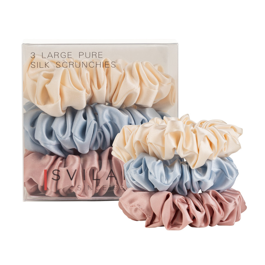 Svilanit komplet treh elastik iz prestižne murvine svile Pastel