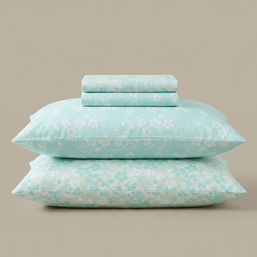 Svilanit bombažna posteljnina Mint Blossom