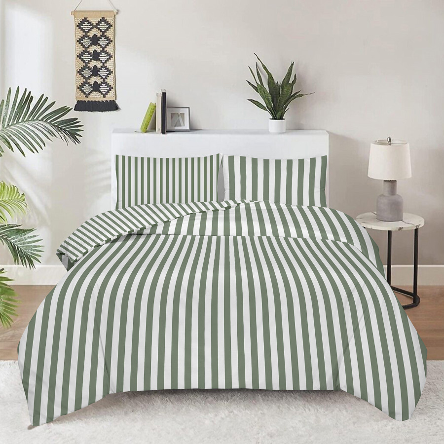 Svilanit bombažna posteljnina Olive Stripe