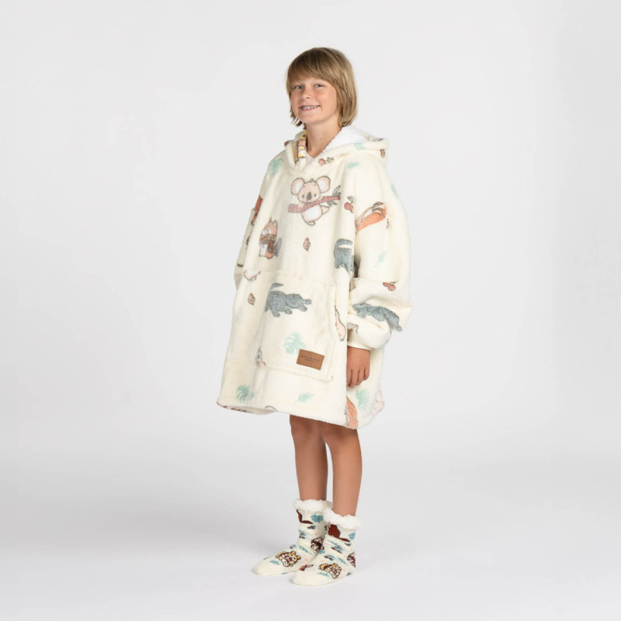 Otroška hoodie odeja Svilanit Safari neon + darilo: nogavice